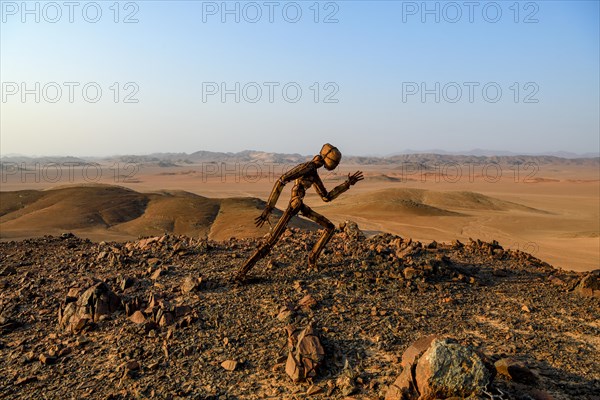 Stone man by artist RENN at Skeleton Coast View Point in the Namib Desert