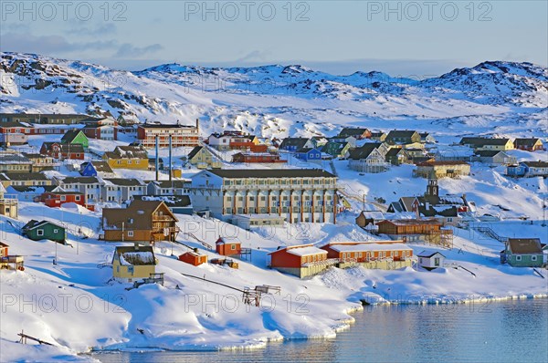 View of public buildings and homes in different colours