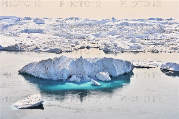 Shimmering blue icebergs