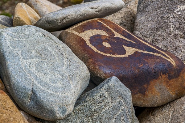 Praying stones on the Kailash Kora