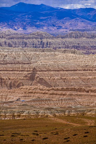 Eroded landscape along the road from Lake Manasarovar to the kingdom of Guge