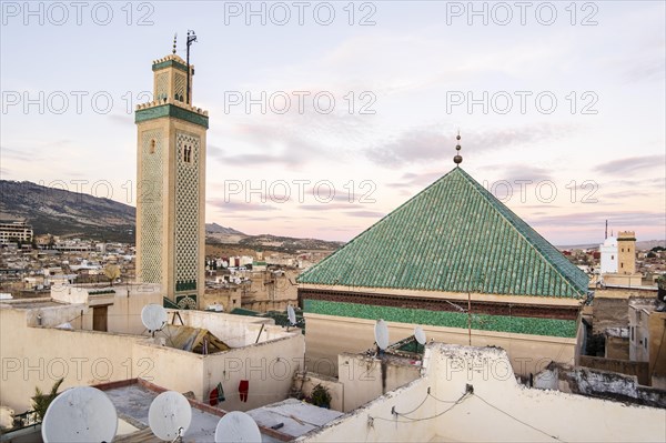 Famous al-Qarawiyyin mosque and University in heart of historic downtown of Fez