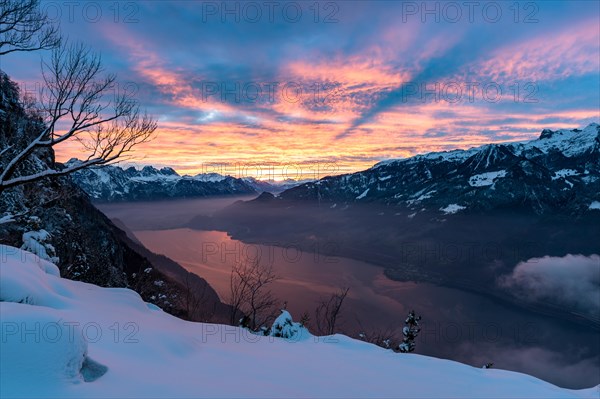 Morning atmosphere in front of sunrise over Lake Walen