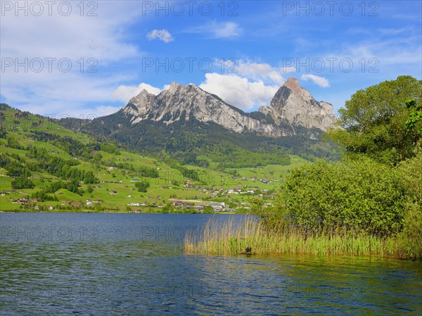 View over Lake Lauerz to the Great and Small Mythen neari Lauerz