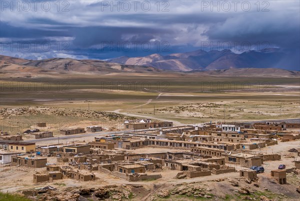 Little village below the Chiu monastery at the Lake Manasarovar