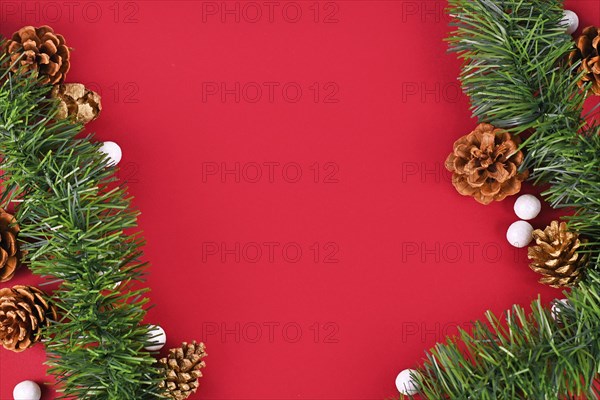 Christmas background with seasonal fir garlands