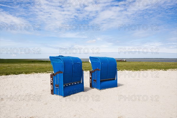 Beach chairs on the sandy beach