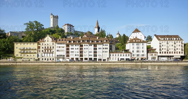 View over the Reuss river to the old town with the Musegg towers