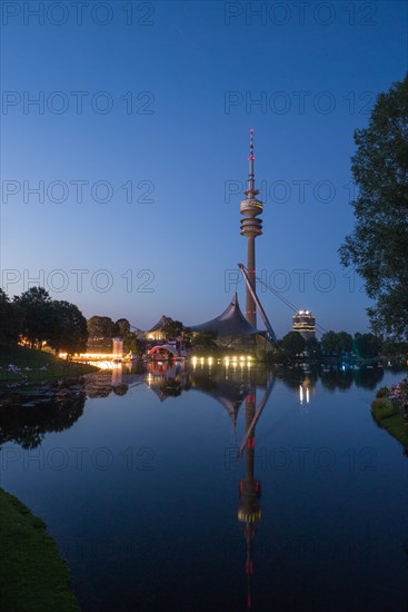 Sunset at Olympia park in Munich