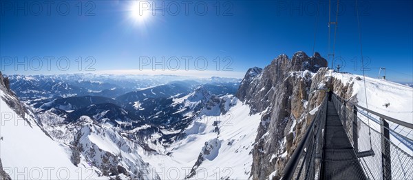 Blue sky over alpine winter landscape