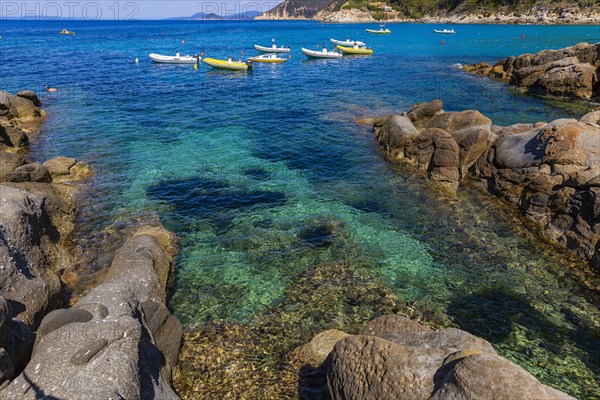 Boats anchored in the bay of Sant Andrea