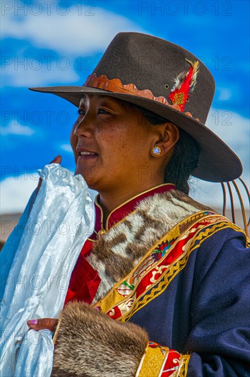 Traditional dressed woman on the festival of the tribes in Gerze Western Tibet