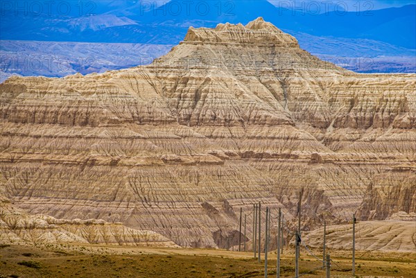 Eroded landscape along the road from Lake Manasarovar to the kingdom of Guge