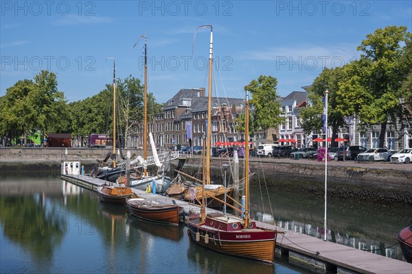 Historic ships in the museum harbour at the Old Harbour