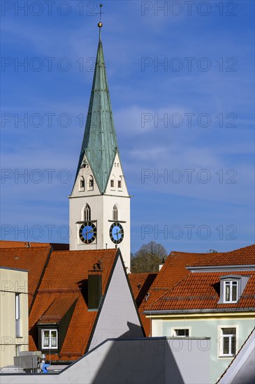 Tower of St. Mang Church and gable roofs