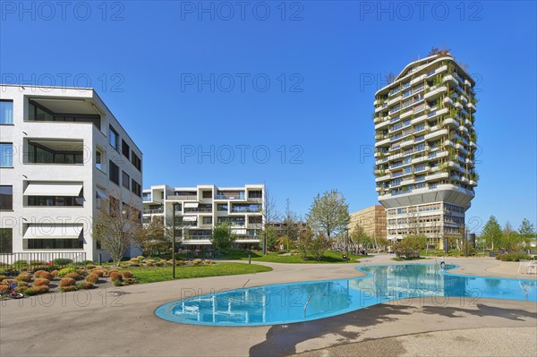 Vertical facade planting on the Aglaya residential tower