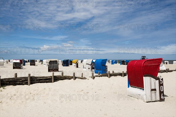 Beach chairs on the sandy beach