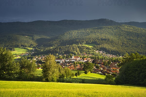 View of the small town of Lam and the surrounding landscape