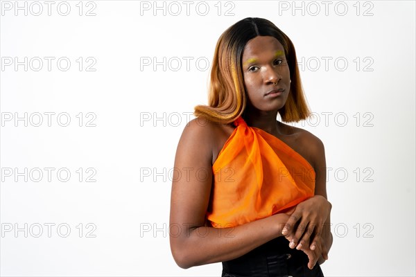 Black ethnic man in a studio