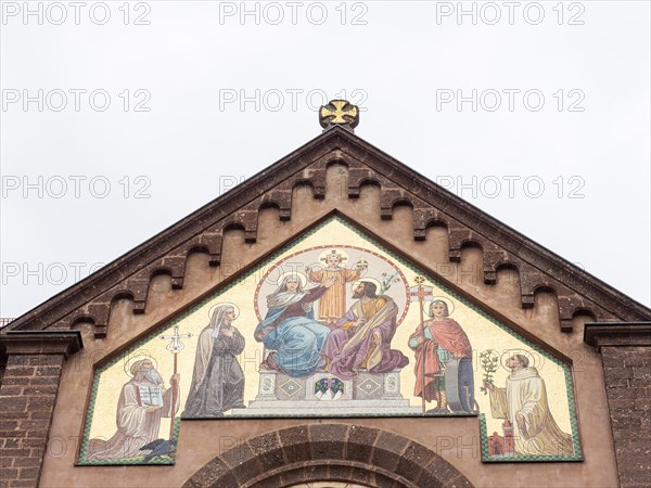 Detail on the church front of Tanzenberg Castle