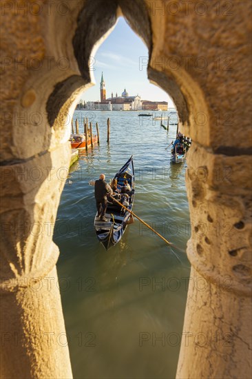 Gondola in the Bacino di San Marco overlooking the church of San Giorgio Maggiore