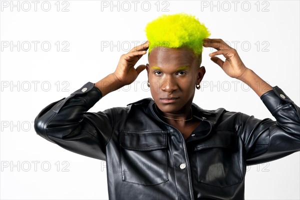 Black ethnicity man in studio with white background