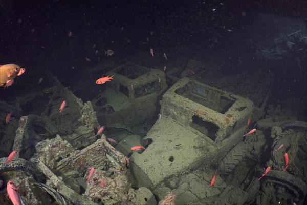 Truck Truck from the Second World War in the hold of the Thistlegorm. Dive site Thistlegorm wreck