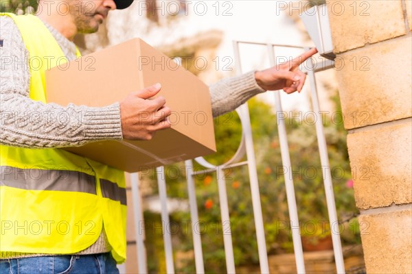 Package delivery carrier with a box from an online store