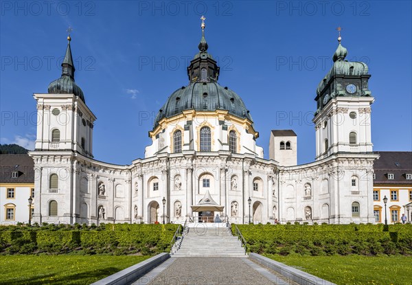 Benedictine Abbey of Ettal and Baroque Church with Dome Fresco and Inner Courtyard