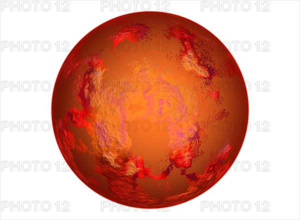 Digitally rendered planet Mars isolated on white background