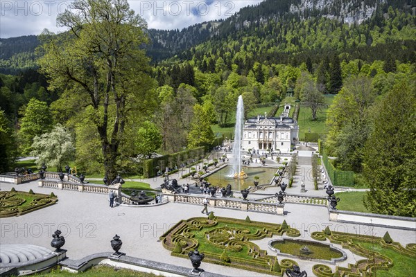 Royal Villa Linderhof Palace with fountain