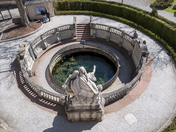 The source of the Danube with the sculpture Mutter Baar weist ihrer Tochter