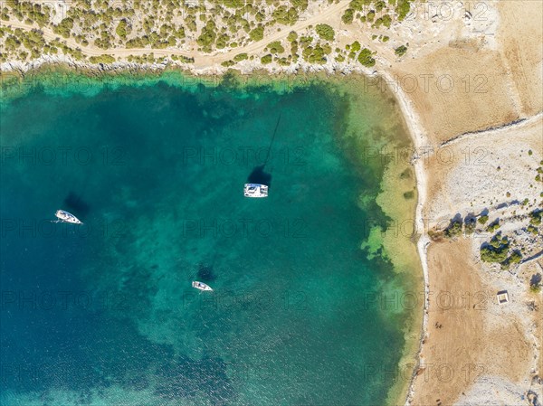 Sailing catamaran from above