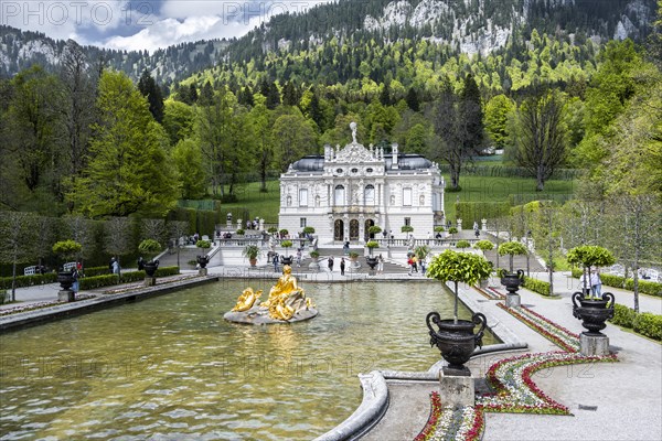 Royal Villa Linderhof Palace with fountain