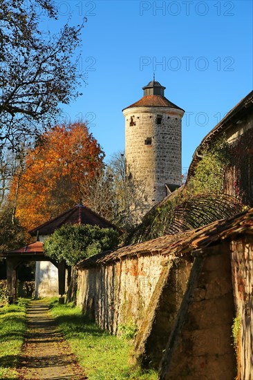 The historic old town of Isny im Allgaeu with a view of the Diebsturm. Isny im Allgaeu