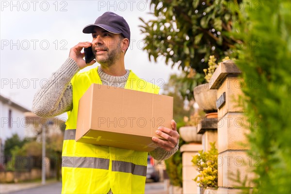 Package delivery carrier with a box from an online store