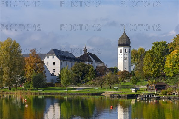 Bell tower of the Frauenwoerth Monastery Church and Abbey