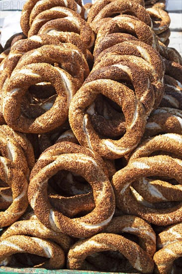 Freshly baked sesame rings