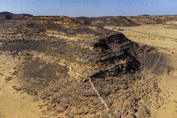 Aerials of the Unesco site Bir Hima Rock Petroglyphs and Inscriptions