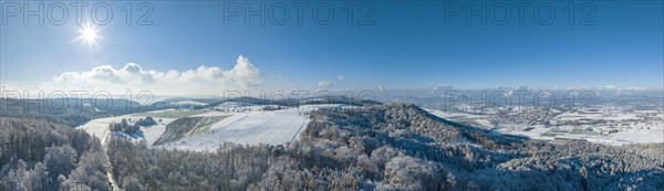 Aerial view of Schienerberg on a winter afternoon