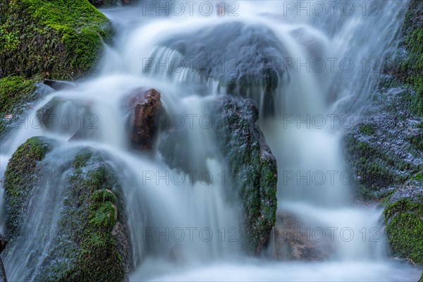 Fresh and beautiful waterfalls in a mountain stream in spring. La Serva