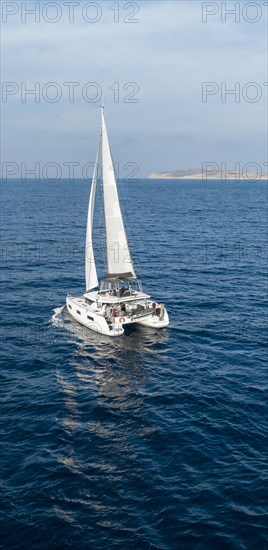 Sailing catamaran in full sail