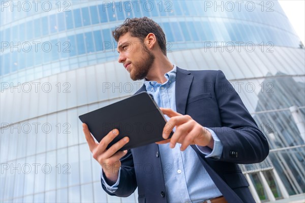 Portrait male businessman or entrepreneur outside the office