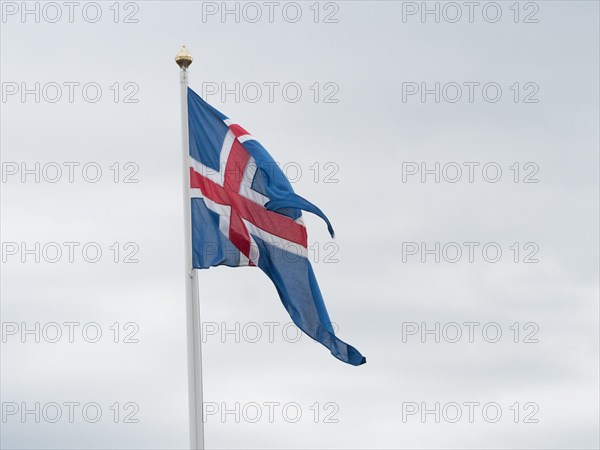 Icelandic flag waving in the wind