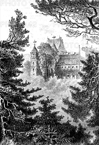 Siebeneichen Castle in Meissen in 1870