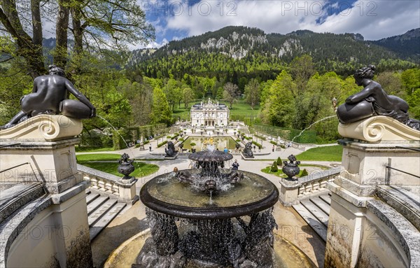 Royal Villa Linderhof Palace with fountain