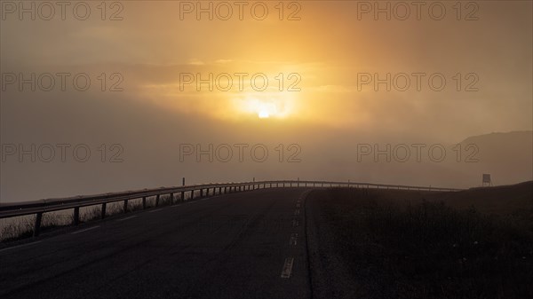 Winding road at night