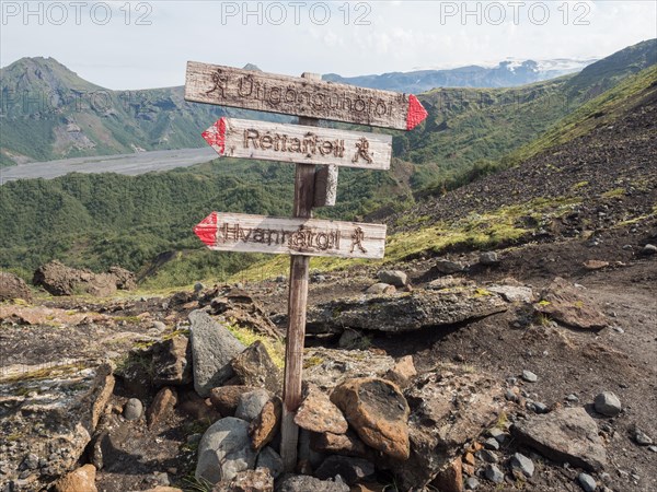 Signs on hiking trail