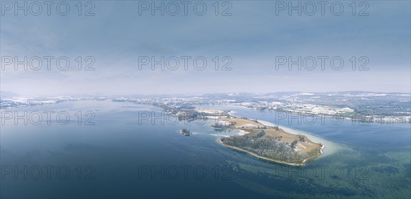 Aerial view of the Mettnau peninsula in western Lake Constance