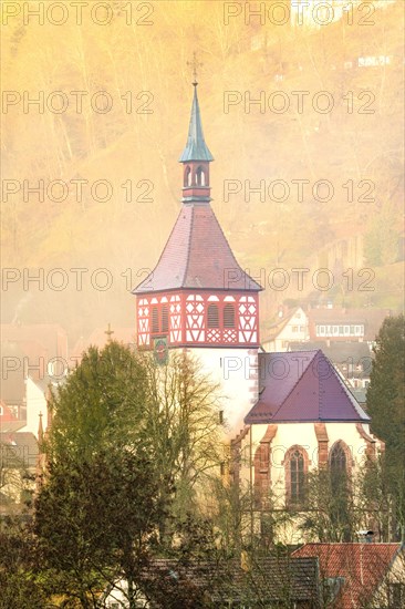 Church tower at sunrise